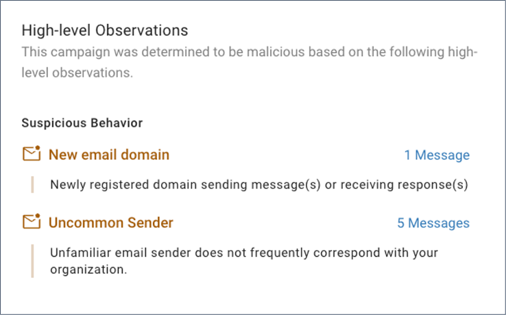 Condemnation summary of signals Proofpoint used to detect the threat