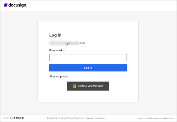 Fake DocuSign login portal on proxy website