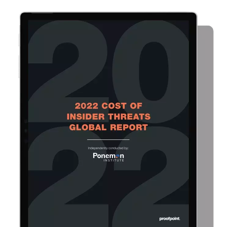Tablet mit Cover des Berichts “Globaler Bericht über die Kosten von Insider-Bedrohungen 2022” unabhängig durchgeführt durch das Ponemon-Institut
