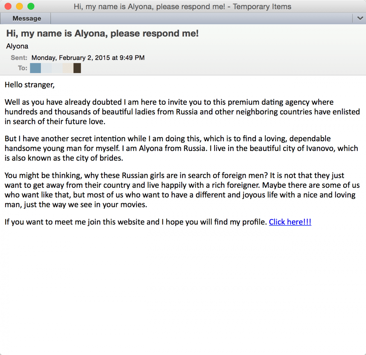 Email From Someone Wanting Me To Join Hookup Site
